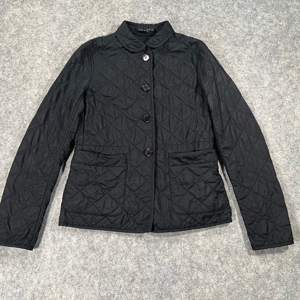 Theory Jacket Womens S Black Diamond Quilted Pattern Barn Chore Vtg Y2k